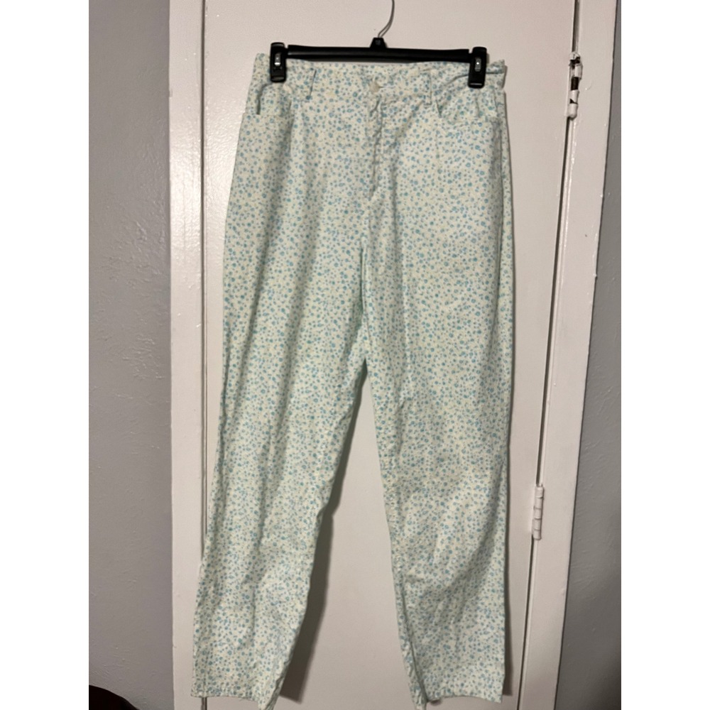 Telluride Clothing Co‎ Blue Floral Ditsy High Waisted Cotton Pants Womens 12